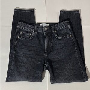 Zara Skinny Faded Black Thick Denim Jeans Womens sz 2 Casual